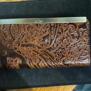 Patricia Nash Embossed Brown Leather wallet